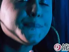 Two bisexual milfs orgasm in strapon fetish, blonde and asian in see-through sex?