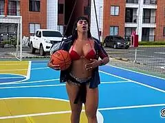 Big-Assed Stepsister Plays With Basketball And Balls - Sayafit