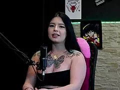 Brunette Hot Tattooed Shows Big Tits After Sucking Friend's Dick