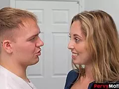 Pervymother jealous cougar watchs her stepson getting sucked by her step sister cheating milf blonde deepthroat pov mommy blowjob reality not son