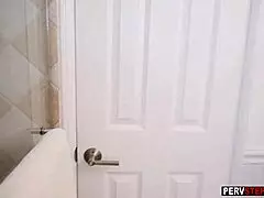 Blonde milf stepmom helps stepson with blowjob