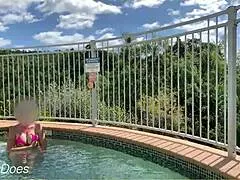 Hot European interracial anal sex FFM threesome with mother-in-law, anal fingering, bent over, and shaved pussy