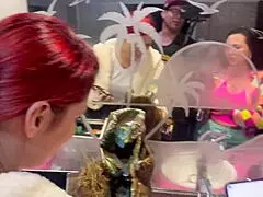 o bar com calcinhas penduradas no teto, big tits milf gets anal creampie from monster cock