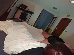 Scared stepmom sucks stepson's cock on bed 😳