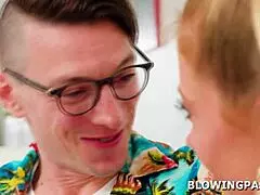 Busty Milf Giving Lazy Husband Blowjob