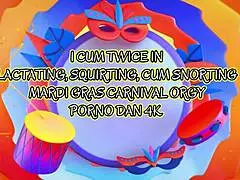 Amy Ava says, 'I'm stuffed and screaming with cum at this Mardi Gras party!'