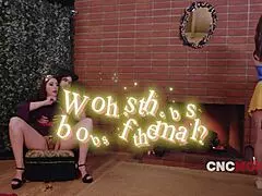 suggestive scene where freeuse queen and snowhite seduce the lucky elf with intense fucking.