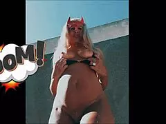 Come see this mature wife in bikini playing with her clit and natural tits.