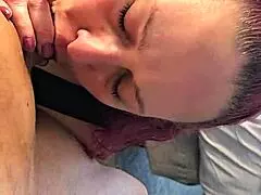 The blonde milf skillfully sucks the small cock deep