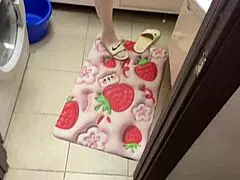 Jerking Off To Stepmom's Pussy In The Bathroom