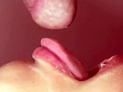 watch my stepmother give me a sloppy blowjob and cum in her mouth up close!