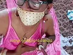 Indian Crossdresser Model Lara Dsouza In Pink Satin Nighty