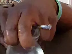 oh man this ebony wife is really going at her big ass with toys in homemade fun kyexperience. she's loving that anal play!