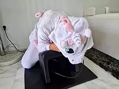 Hey, this milf in a unicorn costume rides wild on a sybian!