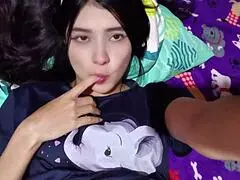 Brunette bunny flashes and talks dirty with a dildo in real homemade action.