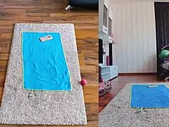 double the fun with this dual cam naked workout session