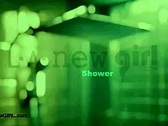 new cute brunette enjoys a relaxing shower after her photoshoot