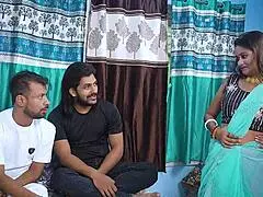 the desi mallu housewife engages in a hardcore threesome with two men