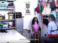 Ebony Burglar Bent Over In Office Gets Punished By Cop