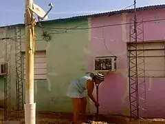 My neighbor can't resist seeing my big ass in this short dress, flashing for him?