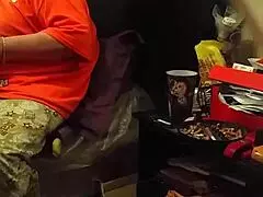 Hey, my stepmom's pretending she's not staring right at that big black monster cock flashing in front of her