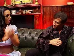 What Happens When A Brunette With Comical Fake Boobs Takes A Hard Pounding In Her Shaved Pussy?