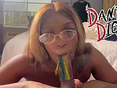 two ebony baddies suck each other's boyfriends' monster cocks