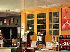 Stepmom and stepdaughter enjoy free use date at bowling alley