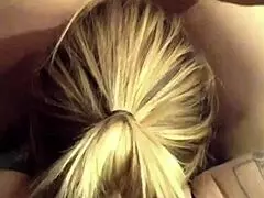 Blonde amateur girl fucks guy in bisexual sex with masturbation