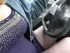 I am sexy milf Frina, stopped the car on the side of the road, fingered my wet pussy, and got a strong orgasm