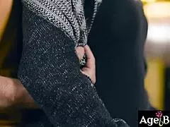 older woman gagging on young cock, getting it wet for her mature pussy 😏