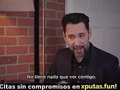 Blonde milf enjoys sex and I licked her pussy with Spanish subs