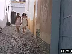 Francesca Dicaprio And Stella Cox Flash Nude Bodies While Peeing On European Streets Publicly
