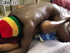 A muscular babe and her partner have passionate quickie sex at home, screaming in pleasure