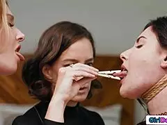 Lesbian Playthings Get Nipples and Pussylips Clamped! Intense Domination!