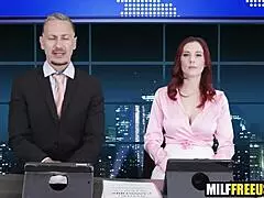 Milfs fucked on air during news broadcast.