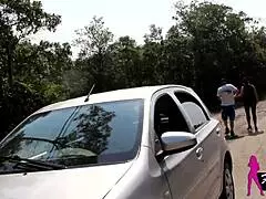 Mary Redqueen takes Rikardo Fantasma's monster cock in anal on the road