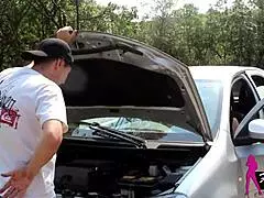 Mary Redqueen takes Rikardo Fantasma's monster cock in anal on the road