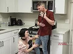 I feel only a stepmother can teach BDSM with such loving bondage, tying up her submissive short-haired not-son.