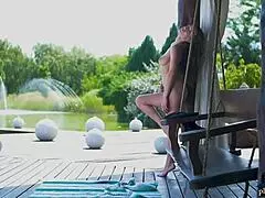 Russian milf gloria sol feels excited during outdoor striptease