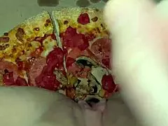 I love this kinky arab girl's pizza masturbation in LA