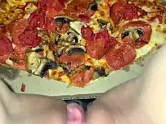 I love this kinky arab girl's pizza masturbation in LA