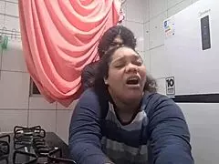 Hey, this latina stepmom seduces me with her huge boobs and monster cock