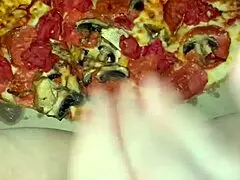 I love this kinky arab girl's pizza masturbation in LA