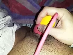 Latina Touches Her Swollen Pussy with Toys