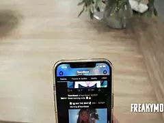 Audrey Madison experiences a blindfold prank with her stepmom in a fun moment