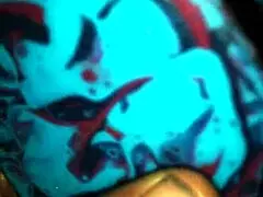 Fucking my wife's shaved pussy with huge dragon dildo.