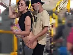 i'm watchin this slutty student get a cumshot on her ass in public on the bus