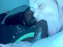 I feel the thrill as this black cougar milf gives a sloppy gumjob on big black cock, gagging deep
