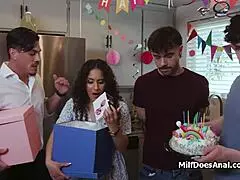 anal gangbang for slutty latina milf's birthday